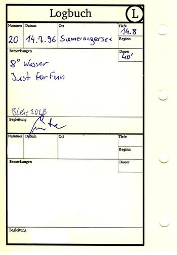 Taucher Logbuch Taucher Logbuch